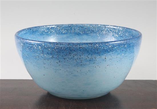 A Venini Italia aventurine blue glass bowl, mid 20th century, diam. 22cm